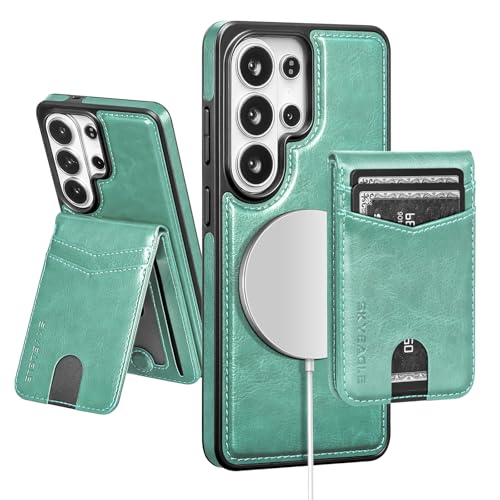 SkyEagle Compatible Magsafe 2 in 1 Detachable Samsung Galaxy S26 Ultra Wallet Case Card Holder Women Men,Magnetic Shockproof PU Leather Phone Case RFID Blocking Flip Kickstand Credit Slots,Blue Green - color: Blue Green, size: Samsung Galaxy S26 Ultra - 6