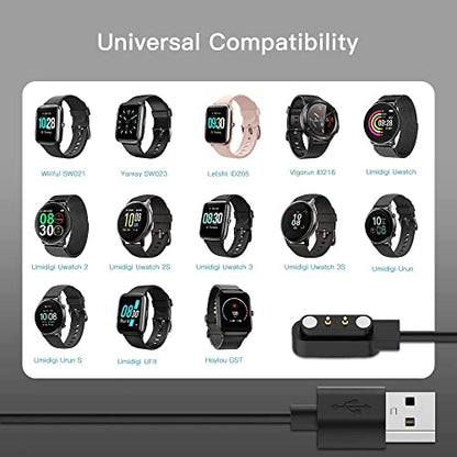 Acediar [2-Pack] 3.3FT Smart Watch Charger Magnetic USB Charging Cable for Letsfit Willful YAMAY SW023 ID205L SW021 ID205U ID205S SW025 Uwatch 3S