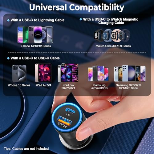 Car Charger USB C 3-Pack, Ancekoy 38W Dual Port Car Charger Adapter - color: Black, size: 3-Pack
