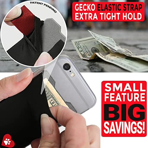 Gecko Travel Tech Double Pocket - Adhesive Card Holder - Cell Phone Pouch - Stick on Spandex Pocket - Carry Credit Cards and Cash - DOG HEART - color: DOG HEART