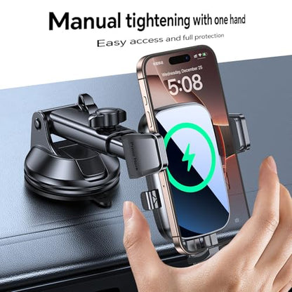 Kaistyle Wireless Car Charger【One Hand Manual Clamping】 Fast Wireless Charger for Car Phone Holder Mount Charger Phone Holders for Your Car Dashboard/Windshield/Vent Truck Mount for iPhone Samsung