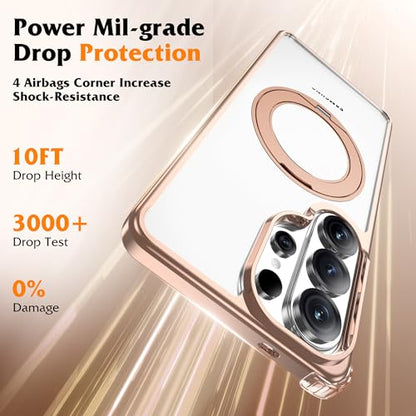 Compatible with Clear Samsung Galaxy S26 Ultra Case with 360° Invisible Magnetic Ring Stand [Compatible with Mag-Safe] Shockproof Plating Phone Case for S26 Ultra 6.9",Desert Gold - color: Desert Gold, size: Samsung Galaxy S26 Ultra
