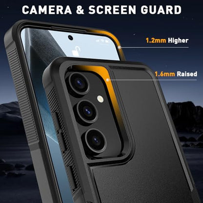 Vinve for Samsung Galaxy S24 FE Case with HD Screen Protector, Military-Grade Shockproof & Dual-Layer Protection, Anti-Slip Grip Design Phone Case, Black - color: Black