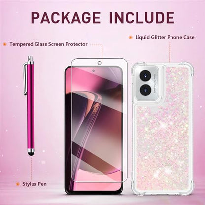 for Moto G Play 2024 Case with Screen Protector, Pink Sliver - color: Pink Sliver