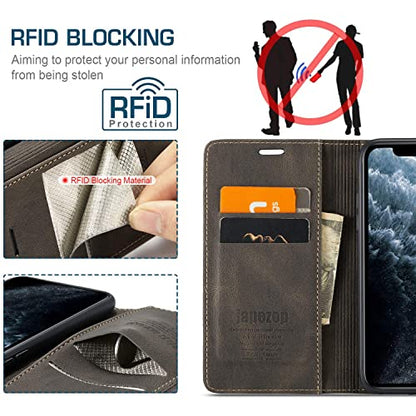 japezop iPhone 11 Pro Max Wallet Case with Card Holder[RFID Blocking],Leather Magnetic Flip Case for iPhone 11 Pro Max 6.5 inch(Coffee) - color: Coffee, size: iPhone 11 Pro Max 6.5 Inch