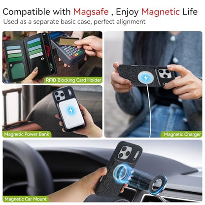 Varikke Wallet Case for iPhone 17 Pro Compatible with Magsafe, Black - color: (Compatible with MagSafe) Black, size: iPhone 17 Pro 6.3"