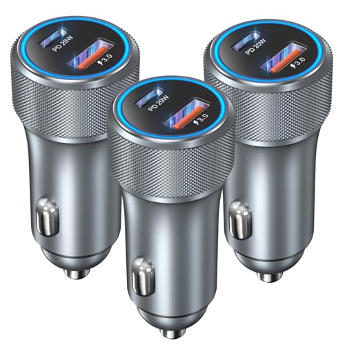 USB C Car Charger 36W, OKRAY Dual USB Car Charger PD3.0&QC3.0 Fast Charging - color: Grey, size: 3-Pack