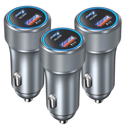 USB C Car Charger 36W, OKRAY Dual USB Car Charger PD3.0&QC3.0 Fast Charging - color: Grey, size: 3-Pack