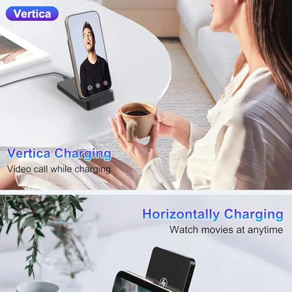 15W Double Coil Wireless Charger Foldable Phone Holder Stand for iPhone 17 16 15 14 13 12 Pro Max Samsung Xiaomi Fast Charging Station (White) - color: White