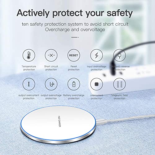 Fast Wireless Charger,25W Wireless Charging Induction Pad for iPhone 18/Duo - color: White