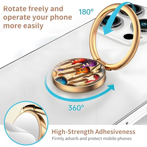 Cell Phone Ring Holder, Cute Metal Phone Grip Stand Finger Ring Kickstand, Flexible 360°Rotation Phone Tablet Case Accessories Compatible with Most Phones Colorful Electric Guitar - color: Colorful Electric Guitar