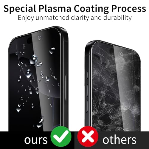 3 Pack Privacy Anti Spy Screen Protector for iPhone 16,Tempered Glass Film, Case Friendly, 9H Hardness, Scratch-proof, Ultra Resistant, Bubble Free