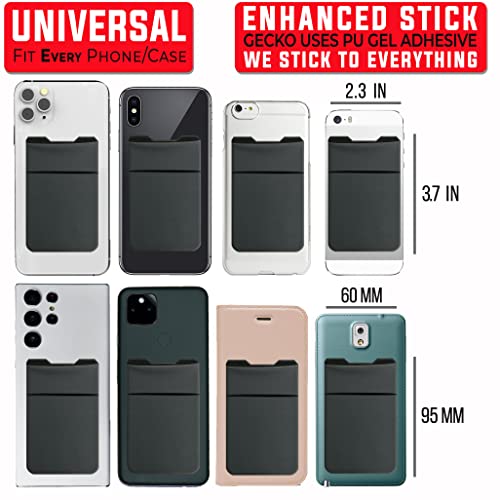 Gecko Travel Tech Double Pocket - Adhesive Card Holder - Cell Phone Pouch - Stick on Spandex Pocket - Carry Credit Cards and Cash (GRAY-BLANK-) - color: GRAY--BLANK--