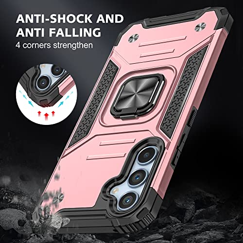for Samsung S23 FE Case: S23 FE Case with Screen Protector: (Heavy Duty) Military Grade 360° Rotatable Kickstand Shockproof Protective Cases for Samsung Galaxy S23 FE (Rose Gold) - color: Samsung S23 FE Case Rose gold
