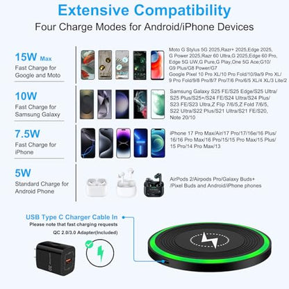 for Samsung Wireless Charger Fast Charging Pad for Samsung Galaxy S26 Ultra - color: black