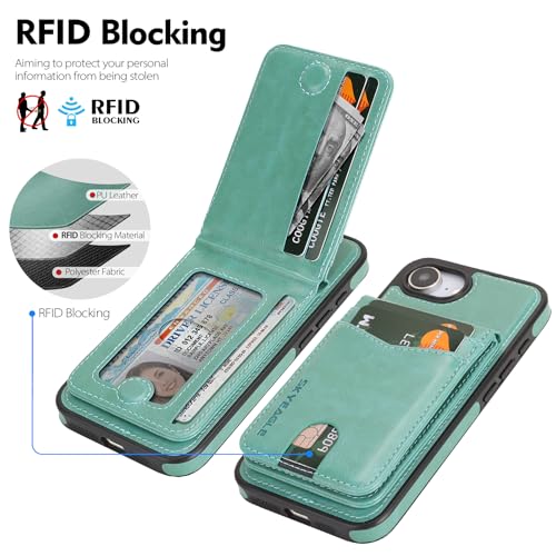 SkyEagle Compatible with MagSafe iPhone 17e / 16e Wallet Case,Blue Green - color: Blue Green, size: iPhone 17e / 16e - 6.1"