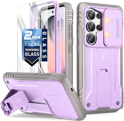 Poetic Revolution Case for Samsung Galaxy S26 Ultra, [Slide Camera Cover], [20FT Mil-Grade Drop Tested], Full-Body Military Grade Rugged Dual-Layer Shockproof Cover with Kickstand, Purple - color: Purple, size: Galaxy S26 Ultra
