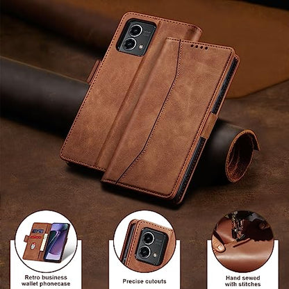 Jasonyu Flip Wallet Case for Moto G Stylus 5G (2023),Leather Magnetic Folio Cover with Card Holder,Kickstand - TPU Shockproof Durable Protective Phone Case,Brown | PU Leather Magnetic Folio Cover,with Card Holder,Kickstand,TPU Shockproof,Durable,Protectiv