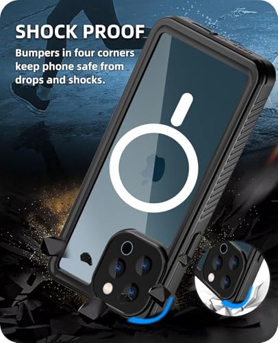 Beeasy for iPhone 12 Pro Max Waterproof Case [Compatible with Magsafe] [Built-in Screen Protector], 360 Full Body Heavy Duty Phone Case, Military Grade Shockproof Dustproof,Magnetic Black - size: iPhone 12 Pro Max (6.7")