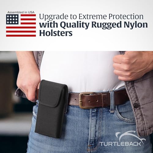 Turtleback Belt Clip for iPhone 16 Pro Max, 15 Pro Max, 14 Pro Max -Small- Fits w/Slim MagSafe Style Cases, Premium Black Nylon, Vertical Belt Holder, Magnetic Closure, HD Rotating Belt Clip - color: Vertical - Nylon w/ HD Clip, size: Small
