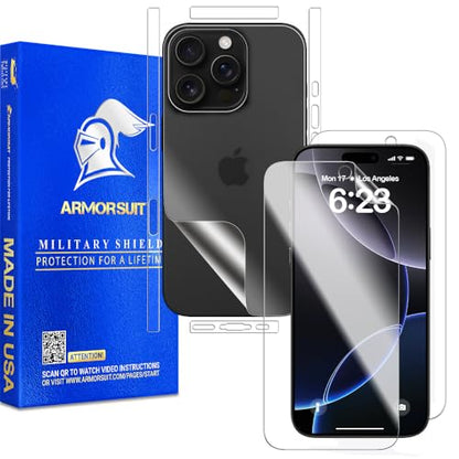 ArmorSuit 2+2 Pack Full Body Skin + Screen Protector for iPhone 16 Pro Max HD Clear MilitaryShield Film - Made in the USA