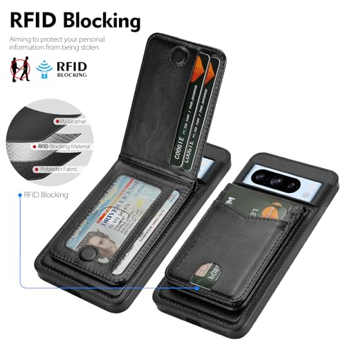 SkyEagle Compatible Magsafe 2 in 1 Detachable Google Pixel 8 Pro Wallet Case with Card Holder Women Men,Magnetic PU Leather RFID Blocking Flip Kickstand Credit Slots,for Pixel 8 Pro 6.7",Black - color: Black, size: Google Pixel 8 Pro 6.7"
