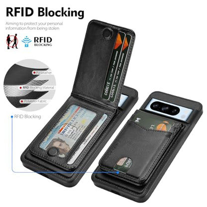 SkyEagle Compatible Magsafe 2 in 1 Detachable Google Pixel 8 Pro Wallet Case with Card Holder Women Men,Magnetic PU Leather RFID Blocking Flip Kickstand Credit Slots,for Pixel 8 Pro 6.7",Black - color: Black, size: Google Pixel 8 Pro 6.7"