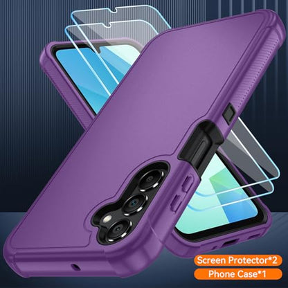 for Samsung Galaxy A16 5G Case : 3-Layer Shockproof Phone Cover with HD Screen Protector,Hybrid Protective Military-Grade Protection for Galaxy A16 5G Phone Case (Lilac Purple/Black) - color: Lilac Purple/Black