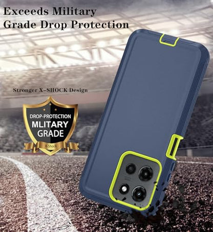 Qinmay Phone Case for Motorola Moto G 2025/Moto G Play 5G 2025 Case with HD Screen Protector, Heavy Duty Shockproof & Dropproof 3-Layer Cover Phone Case,DarkBlueGreen - color: DarkBlueGreen