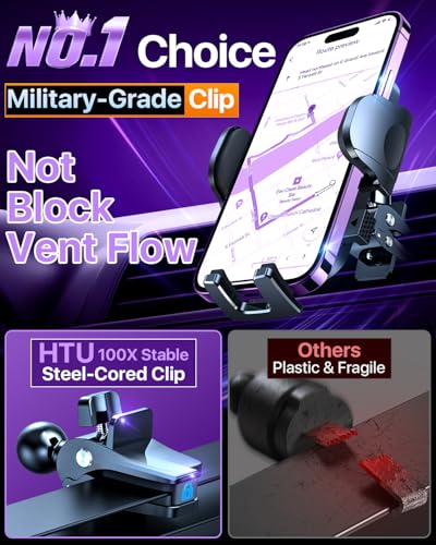 HTU 2026 Ultimate Best【True Military-Grade & Safety Cert】 Car Phone Holder - color: Purple