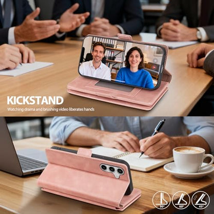 Compatible with Samsung Galaxy S23 5G Case Wallet with Card Holder Women Men,RFID Blocking PU Leather Phone Case Flip Shockproof Protector Cover Credit Card Slot Kickstand,Pink - color: Pink, size: Samsung Galaxy S23