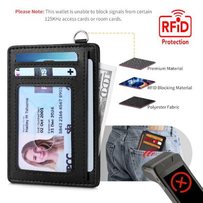 Mayski Slim Wallet, Credit Card Holder for Women, Minimalist Front Pocket RFID Blocking Card Cases, Small Wallet Women Men(Grain Black) - color: Grain Black