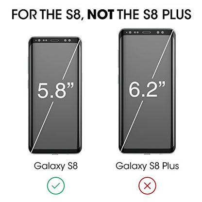 amFilm Glass Screen Protector for Samsung Galaxy S8, 3D Curved Tempered Glass, Dot Matrix with Easy Installation Tray, Case Friendly (Black) (Pack of 2) - size: Galaxy S8 (Pack of 2)