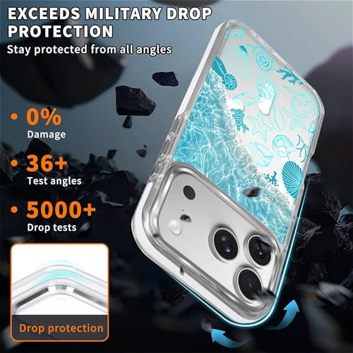 VisEnt Clear Case for iPhone 17 Pro, Magnetic Phone Case, Transparent Slim Cover, Military Grade Protection, Shockproof, Anti-Yellowing, Scratch Resistant, Ocean Wave Shell - color: Ocean Wave Shell, size: Iphone 17 Pro