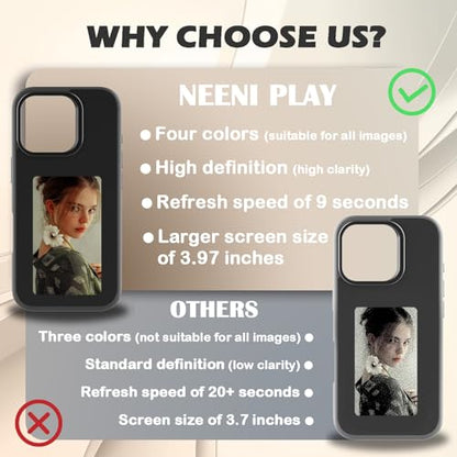 4-Color E-Ink Smart Phone Case for iPhone 16 Pro Max with DIY | Smart Phone Case with NFC Transmission, Digital Photo Picture Display, Battery Free, Black - size: iPhone 16 Pro Max