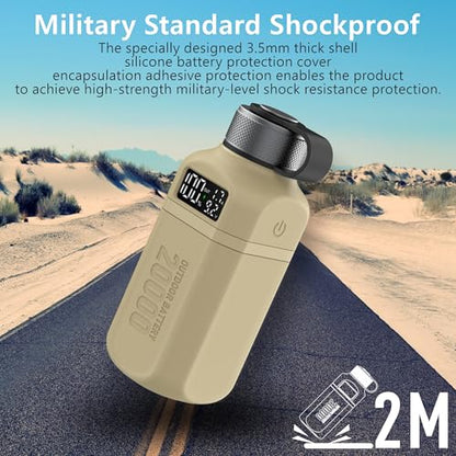 20,000mAh Rugged Power Bank with Fast Charge USB-C PD, IP68 Waterproof Shockproof, Includes 420lm Bright Camping Lantern, Tactical Outdoor Charger for Hiking Camping Survival Emergency - color: Brown