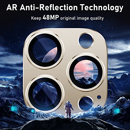UniqueMe for iPhone 13 Pro/iPhone 13 Pro Max Camera Lens Protector - Gold - color: Gold
