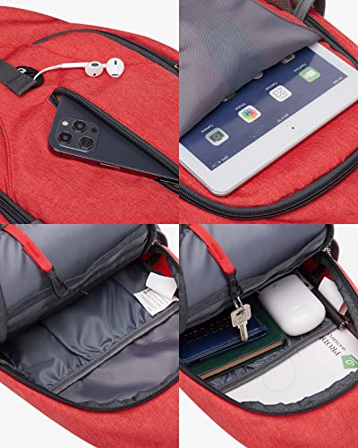 WATERFLY Crossbody Sling Backpack Sling Bag Travel Hiking Chest Bag Daypack | Small Hiking bag,Multi-compartment storage,Water-resistant,Breathable back pad,Reversible adjustable shoulder strap - color: Red