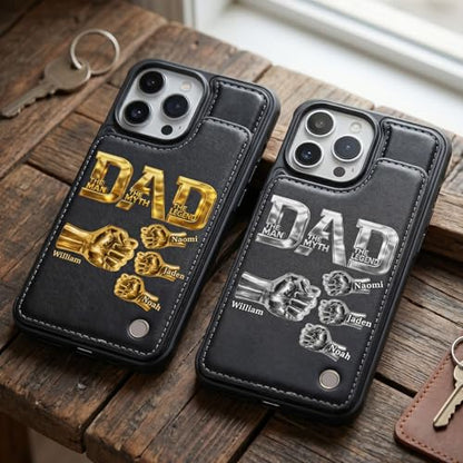 Dad The Man The Myth The Legend - Personalized Leather Flip Wallet Phone Case Custom Smartphone Cover Protective Shell Unique Present for Men Multicolor
