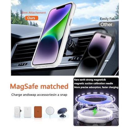Magnetic iPhone 14/13 case,Compatible with Magsafe, Military-Grade Protection,Slim Translucent Matte Shockproof with Anti-Scratch Anti-Fingerprint Phone Cover (Frosted White, iPhone 14/13) - color: Frosted White, size: iPhone 14/13