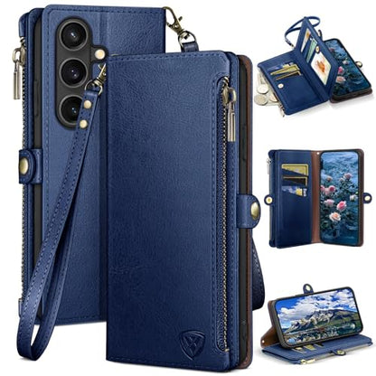 XcaseBar Compatible with ‌Samsung Galaxy S26 Plus Wallet case with Zipper Credit Card Holder【RFID Blocking】,Flip Folio Book PU Phone case Shockproof Cover Women Men for Samsung S26 Plus case Blue - color: Blue, size: Samsung Galaxy S26 Plus
