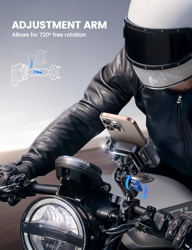 Lamicall Motorcycle Phone Mount Holder - [All Metal] [Anti Shake] - color: Black