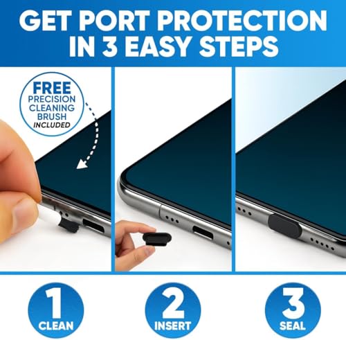 USB C Dust Plugs 50 Pack with Cleaning Brush, Charging Port Covers, Clear - color: Clear, 50 Pack