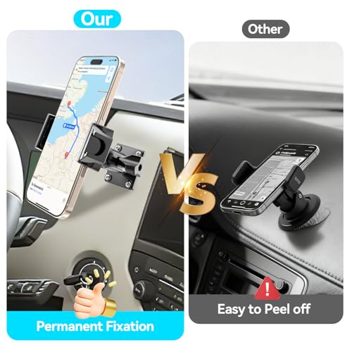 MAGJIEYX Car Phone Holder for Truck/Wall/Boat, Drill-Base Mount for Van/Dashboard Durable 360°Adjustable & Firm Grip Clamp Stand Compatible with 4.7"-6.9" iPhone/HTC/LG/Nexus/Samsung/Huawei