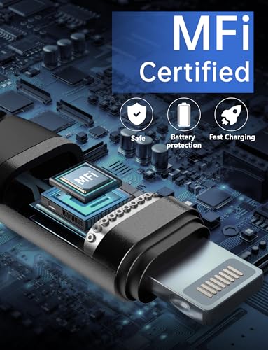USB C to Lightning Cable [Apple MFi Certified] iPhone Charger 6FT, 2Pack - color: Black, size: 6FT