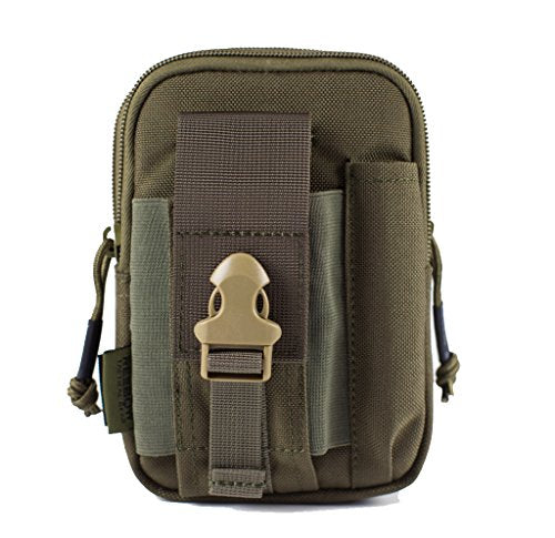 REEBOW GEAR Tactical Molle EDC Pouch Utility Gadget Belt Waist Bag with Cell Phone Holster Holder - color: Grey Green