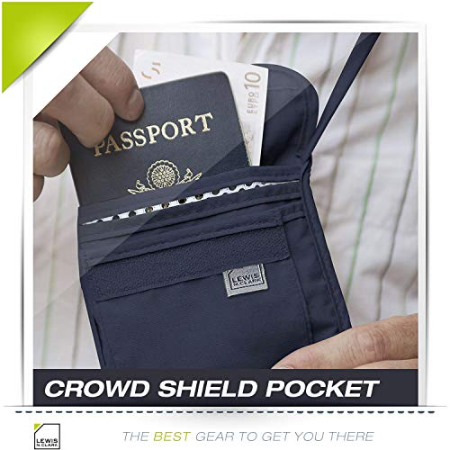 Lewis N. Clark Stash Neck Travel Wallet | RFID Blocking Passport Holder | Protect Personal Information | Navy - color: Navy