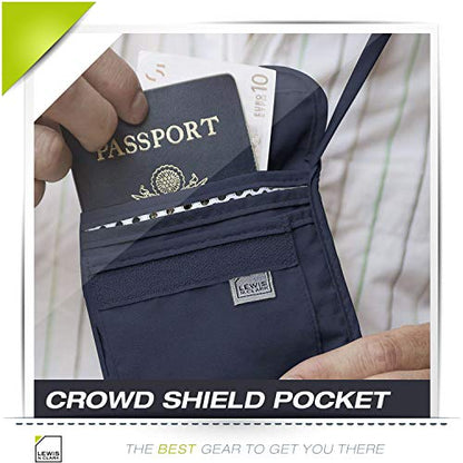 Lewis N. Clark Stash Neck Travel Wallet | RFID Blocking Passport Holder | Protect Personal Information | Navy - color: Navy