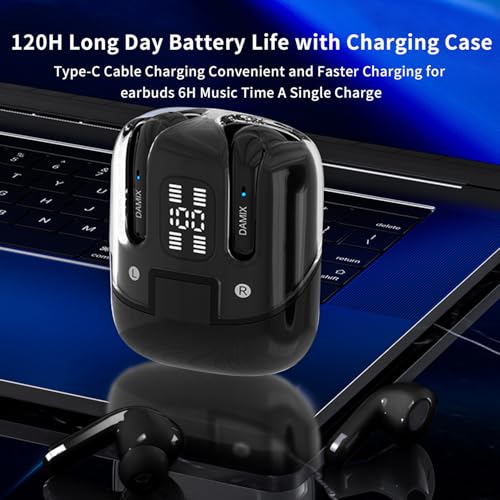 2 Pairs Wireless Earbuds Bluetooth 5.5 ,Dual Pair Wireless Ear Buds Headphones with Noise Cancelling, LED Display Power in Ear Earphones Waterproof 120H Playtime for Laptop Pad Phones (Black) - color: Black