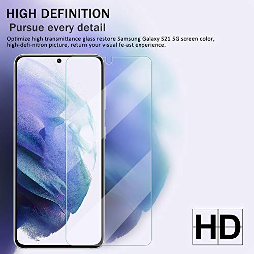 Galaxy S21 HD Clear Tempered Glass Screen Protector + Camera Lens Protectors, [2+2 Pack] [3D Glass] [Fingerprint Support] Screen Protector Glass For Samsung Galaxy S21 - size: Galaxy S21